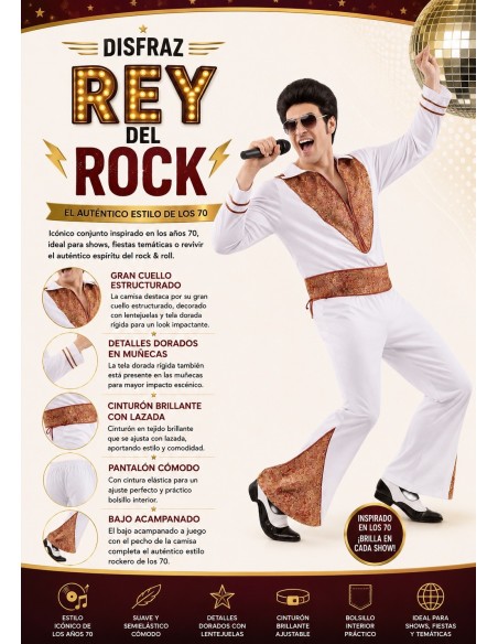 Costume del Re del Rock Taglia L | Costumi per Adulti Il Re del Carnevale